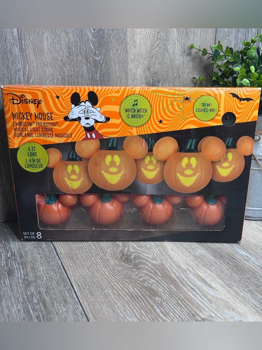 🎃 Disney Mickey Mouse Emoteglow Halloween Pumpkin Musical Light String 8ft